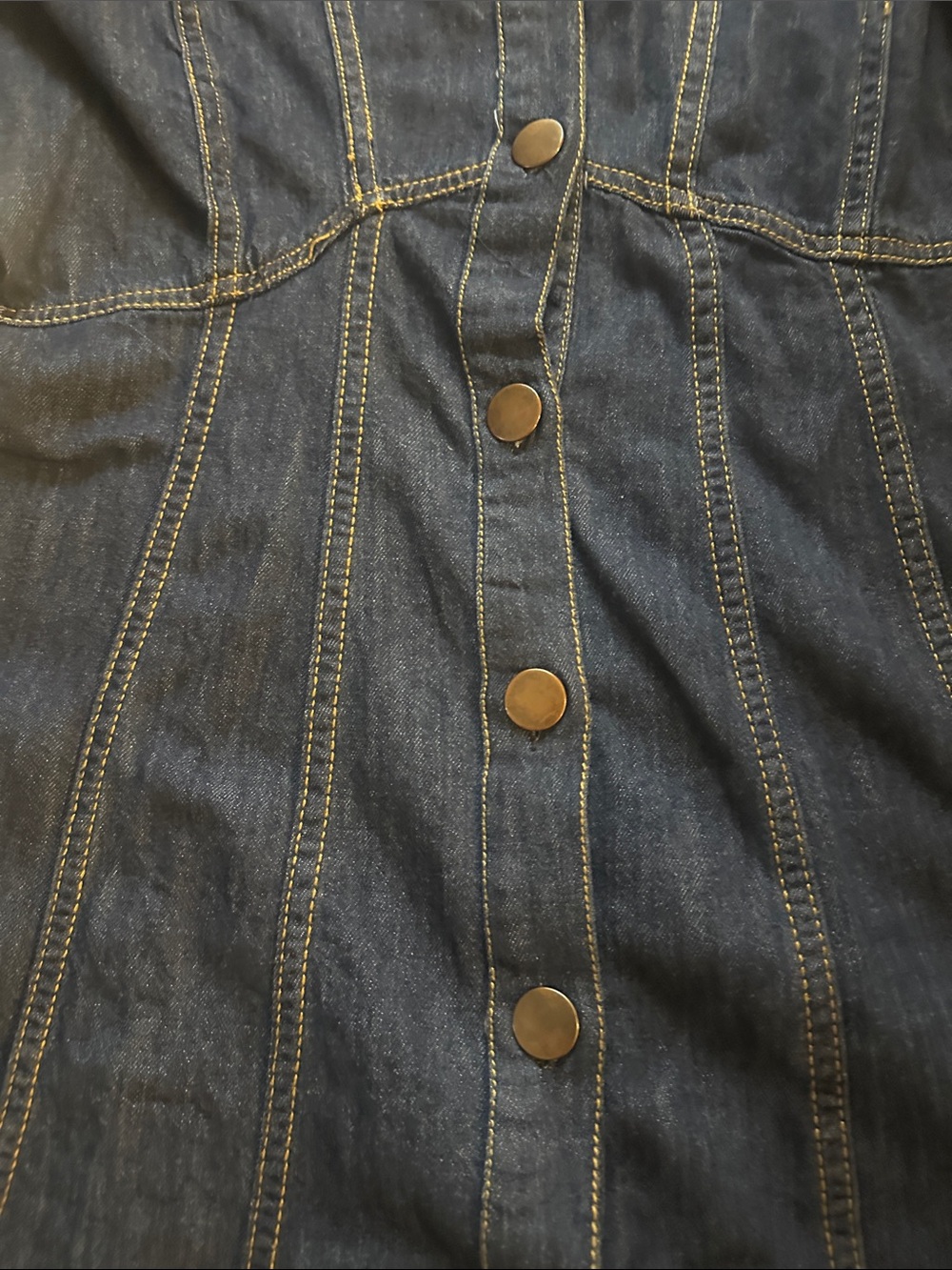 Anthropologie Dark Wash Denim Button-Front Mini Dress - Picture 7 of 11